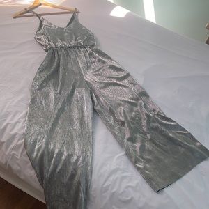 Xhilaration Silver Spaghetti Strap Jumpsuit